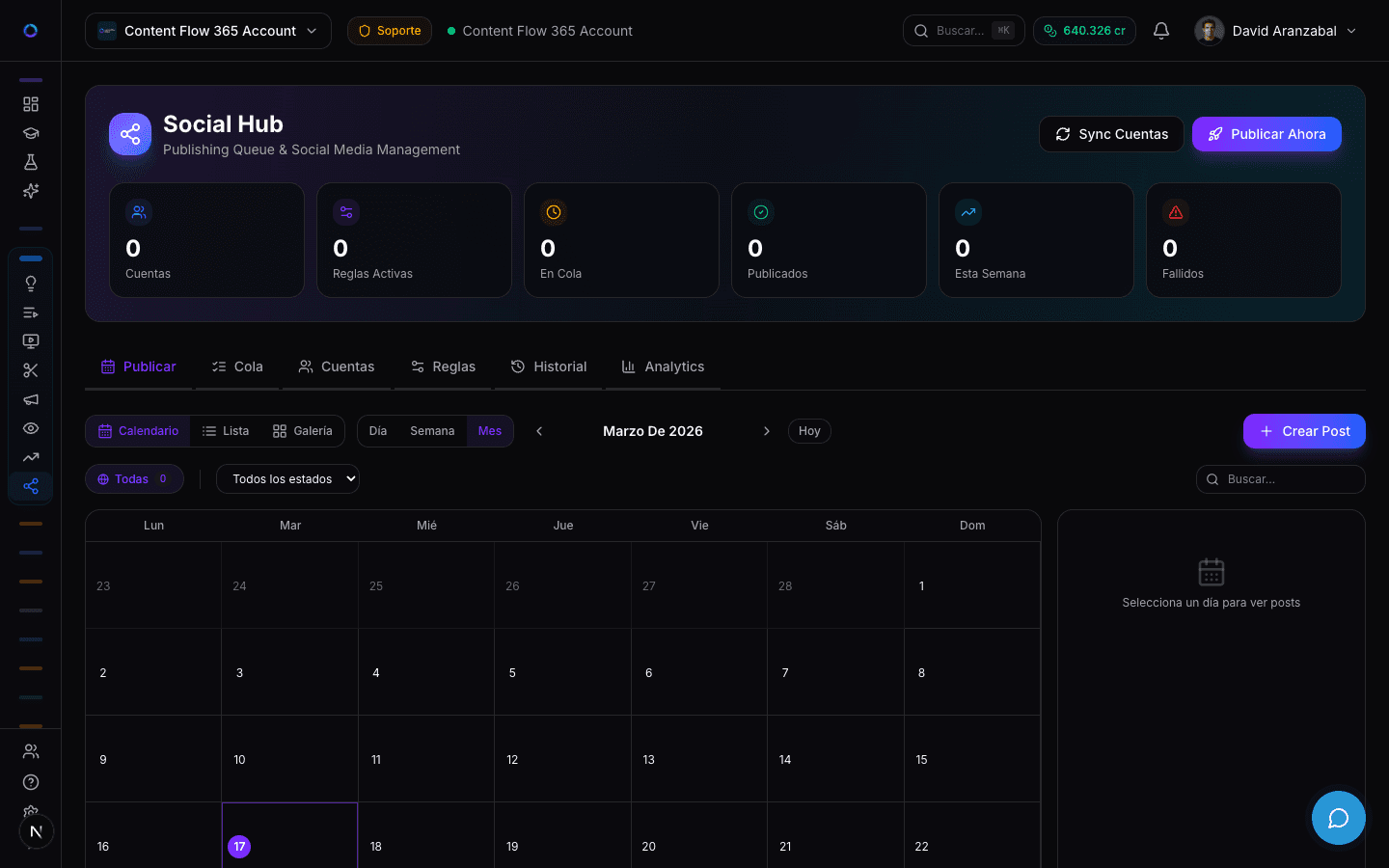 Social Hub - Calendario de publicación multicanal